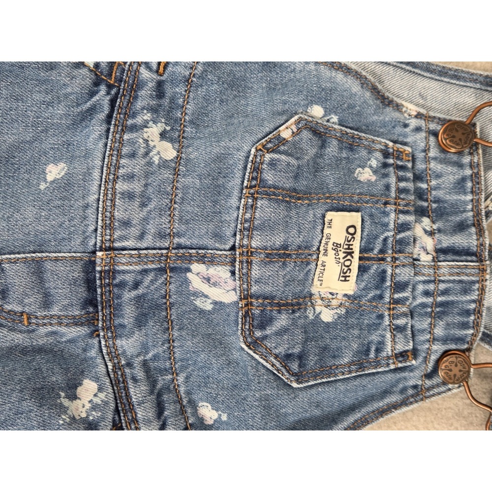 Oshkosh B'Gosh Denim Blue Floral Roses Overalls Baby Girls 18 Months Vestpak - Picture 2 of 12